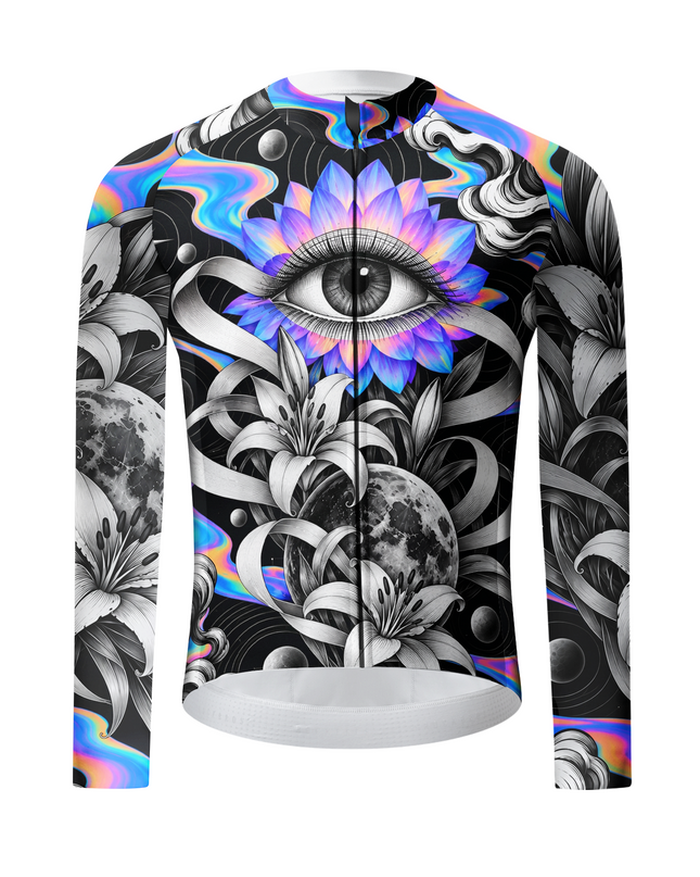 ROCKBROS "Cosmic Eye" Surrealist Floral Art Long Sleeve Cycling Jersey
