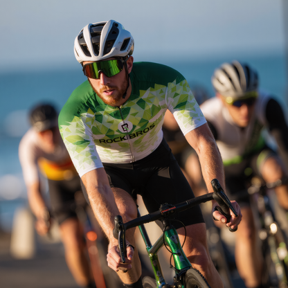 RockBros Men's Green Diamond Gradient Cycling Jersey