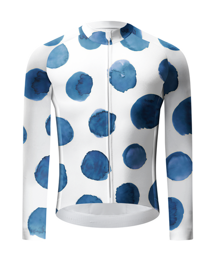 ROCKBROS Indigo Watercolor Polka Dot Long Sleeve Cycling Jersey