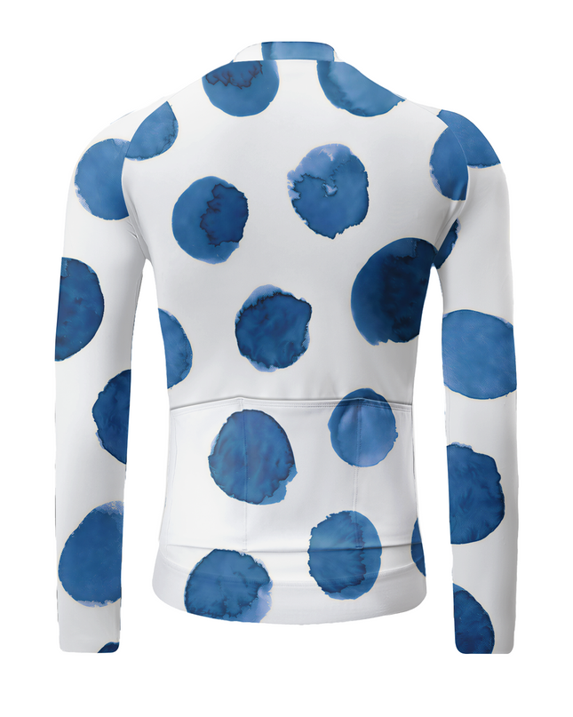 ROCKBROS Indigo Watercolor Polka Dot Long Sleeve Cycling Jersey