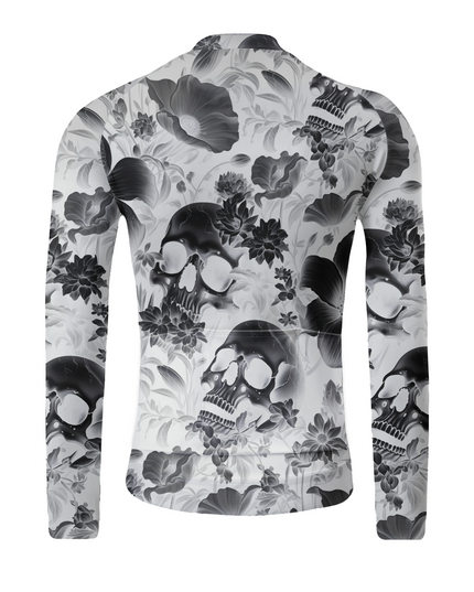 ROCKBROS Monochrome Gothic Floral Skull Long Sleeve Cycling Jersey