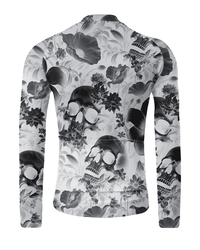 ROCKBROS Monochrome Gothic Floral Skull Long Sleeve Cycling Jersey
