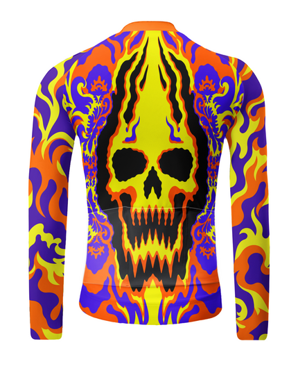 ROCKBROS "Skull Riot" Psychedelic Flame Art Long Sleeve Cycling Jersey