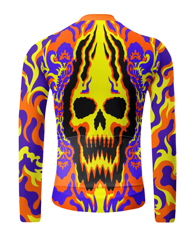 ROCKBROS "Skull Riot" Psychedelic Flame Art Long Sleeve Cycling Jersey