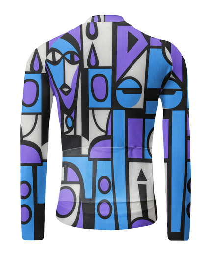 ROCKBROS Cubist Abstract Stained Glass Art Long Sleeve Cycling Jersey