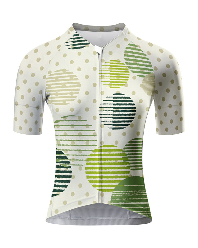 ROCKBROS Women's Cycling Jersey Short Sleeve Breathable Green Polka Dot Jersey