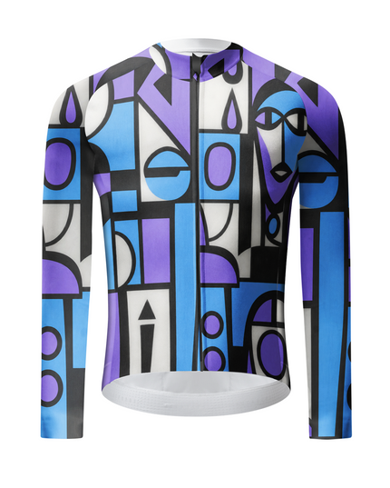 ROCKBROS Cubist Abstract Stained Glass Art Long Sleeve Cycling Jersey