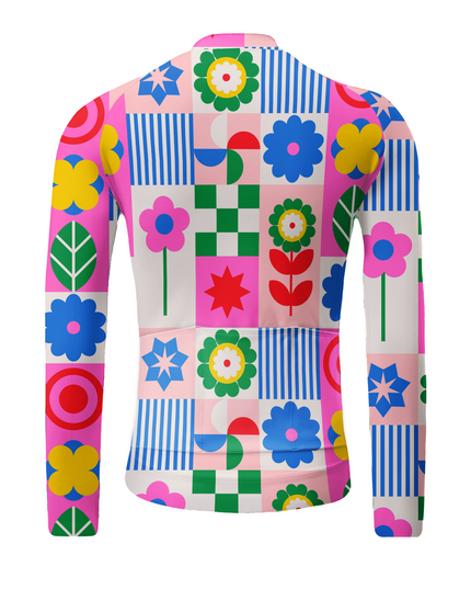 ROCKBROS Retro Bauhaus Floral Geometric Long Sleeve Cycling Jersey
