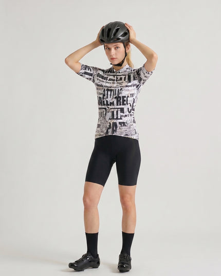 ROCKBROS Women's Dadaist Collage Newspaper Print Cycling Jersey