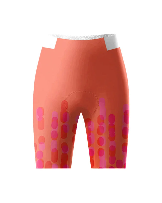 ROCKBROS Women's Vibrant Gradient Orange Pink Abstract Vertical Print Padded Bib Cycling Bibs