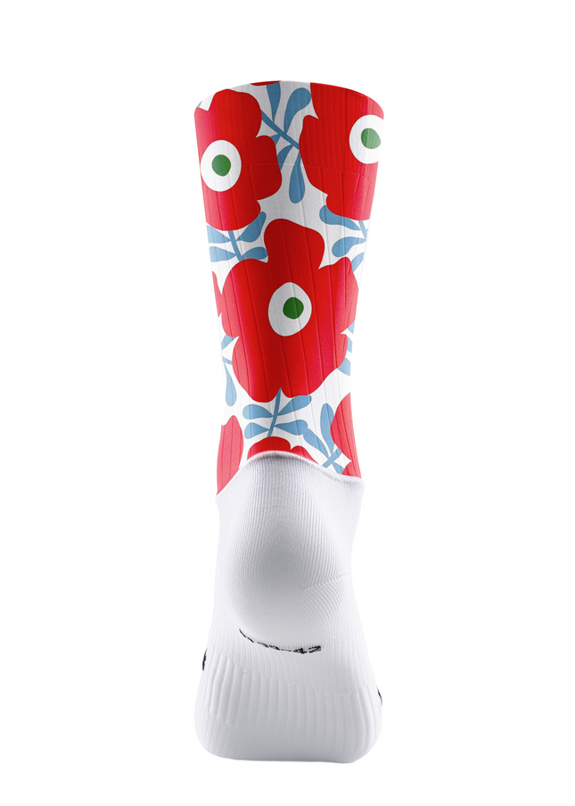 ROCKBROS Women's Red Poppy Floral Print Short Sleeve Cycling Set