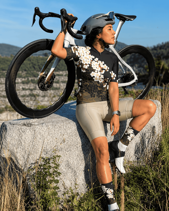 ROCKBROS Women's Midnight Blossom Short-Sleeve Cycling Jersey