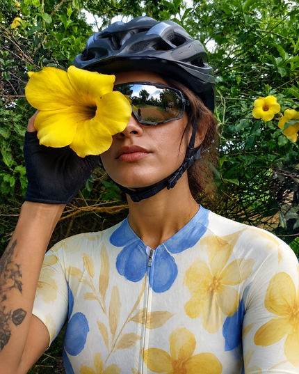 ROCKBROS Women's Watercolor Floral Sky Blue Pro Aero Cycling Jersey