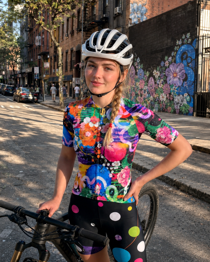 ROCKBROS Women's Colorful Polka Dot Cycling Bib Shorts