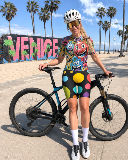ROCKBROS Women's Techwear Graffiti Dot Cycling Bib Shorts