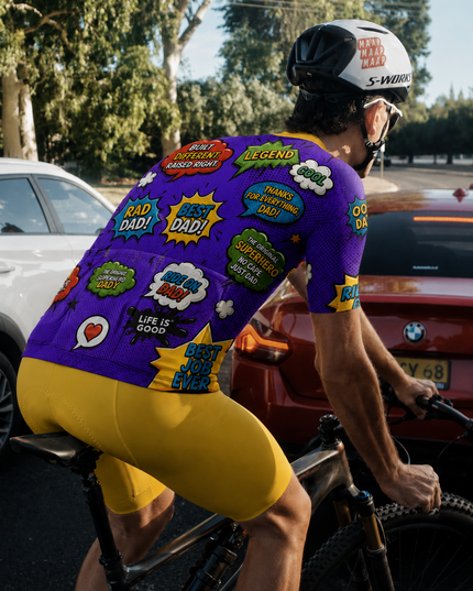 ROCKBROS Men's Super Dad Comic Cycling Jersey