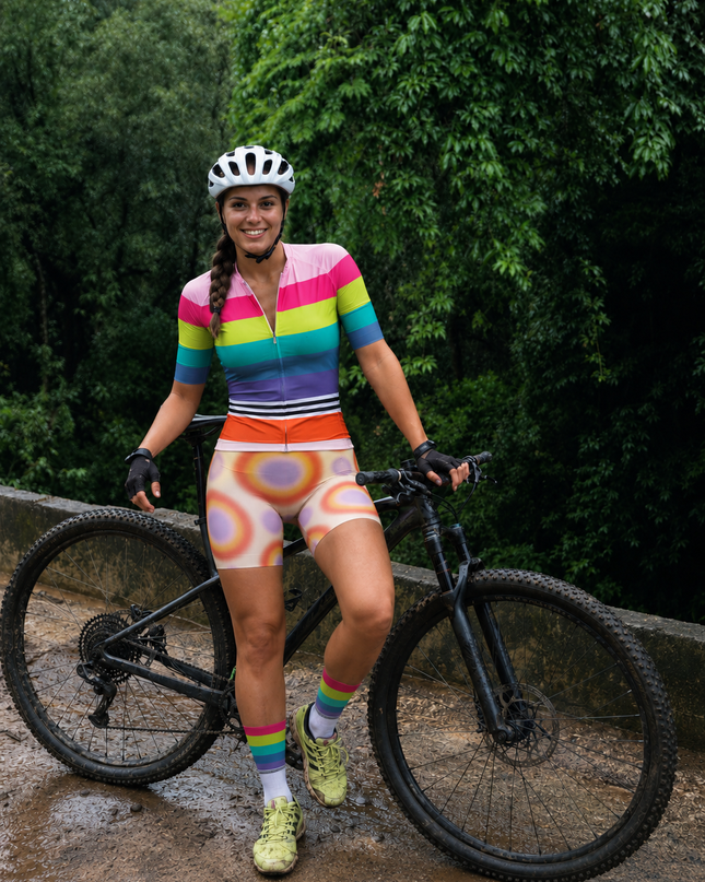 ROCKBROS Vibrant Rainbow Stripe Cycling Socks