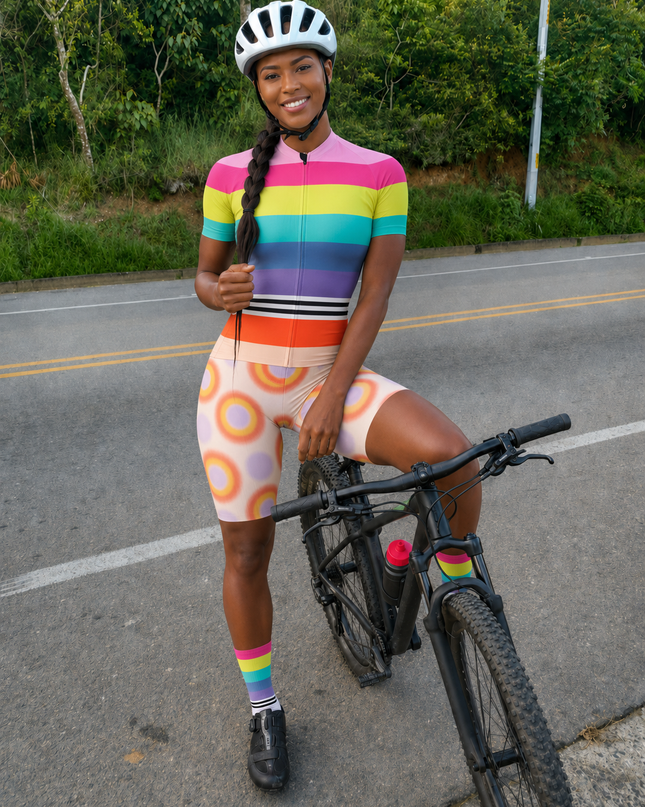 ROCKBROS Vibrant Rainbow Stripe Cycling Socks