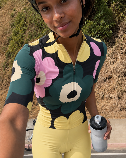 ROCKBROS Women's Black Base Multicolor Poppy Floral Cycling Jersey