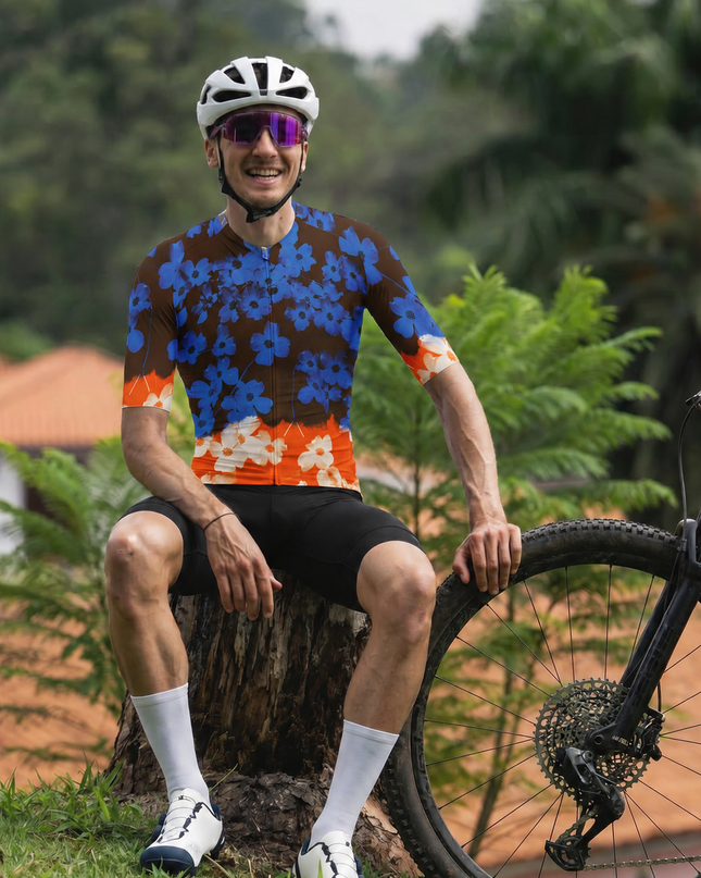 ROCKBROS Men's Gradient Floral Father's Day Cycling Jersey