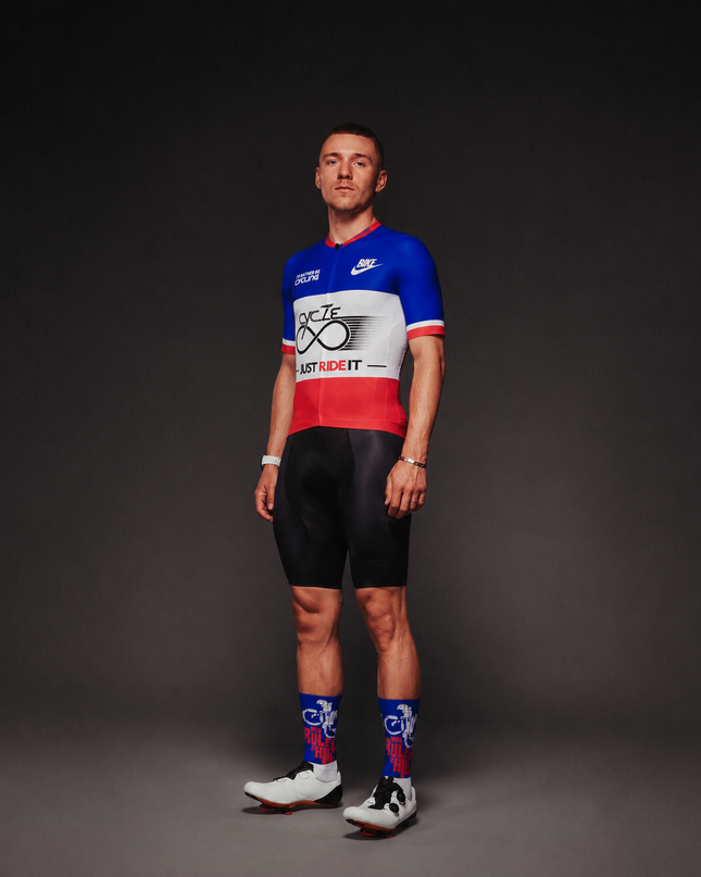 ROCKBROS Men's Red White Blue Color Block Bike Slogan Cycling Jersey