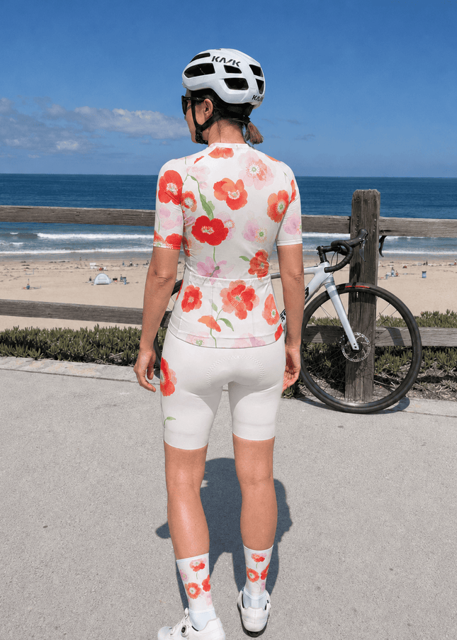 ROCKBROS Women's Watercolor Poppy Bloom Pro Aero Cycling Bibs