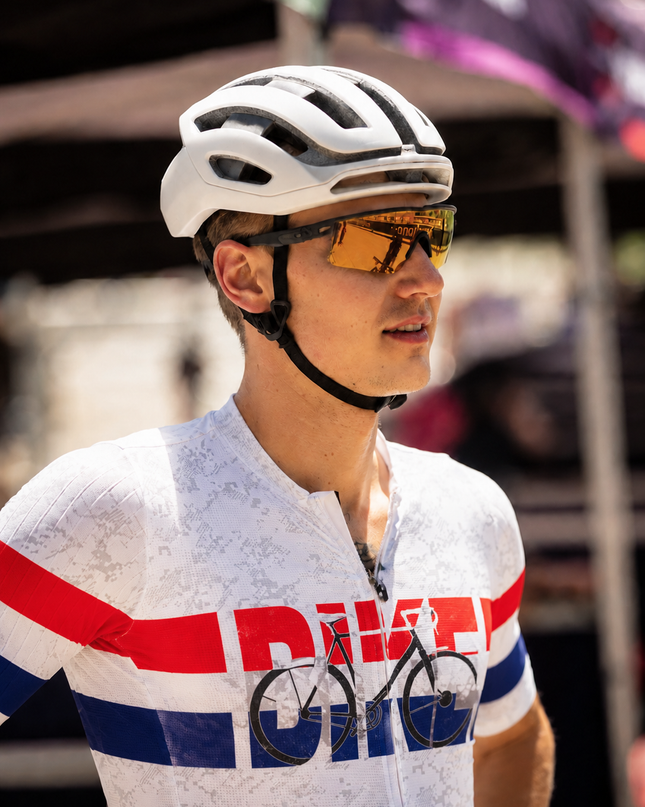 ROCKBROS Men's Red Blue Stripe Bike Letter Print Cycling Jersey