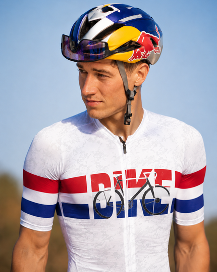 ROCKBROS Red Blue Block Bike Graphic Mid-Calf Cycling Socks
