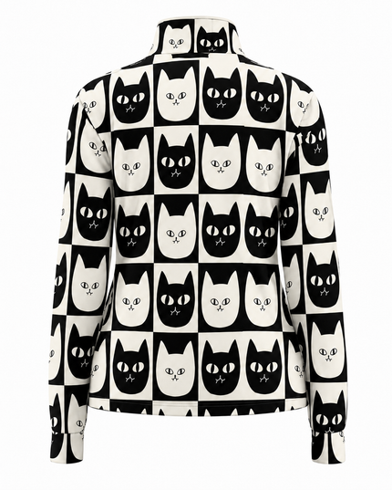 Monochrome Cat Check Windproof Jacket