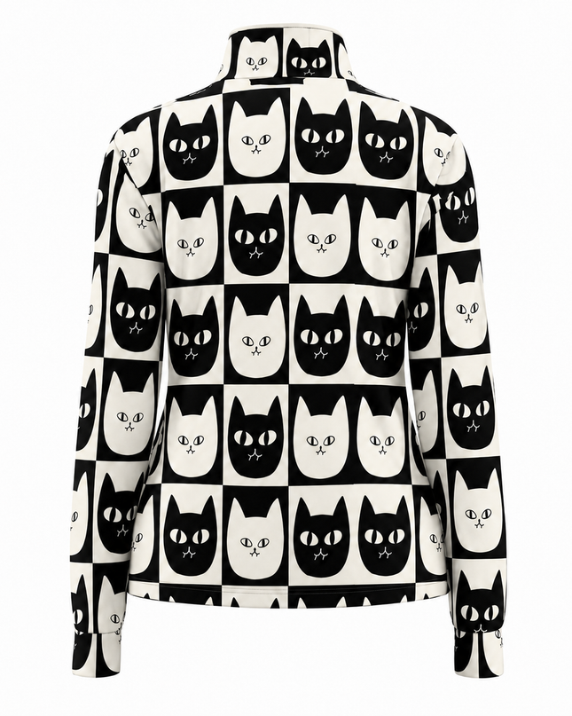 Monochrome Cat Check Windproof Jacket