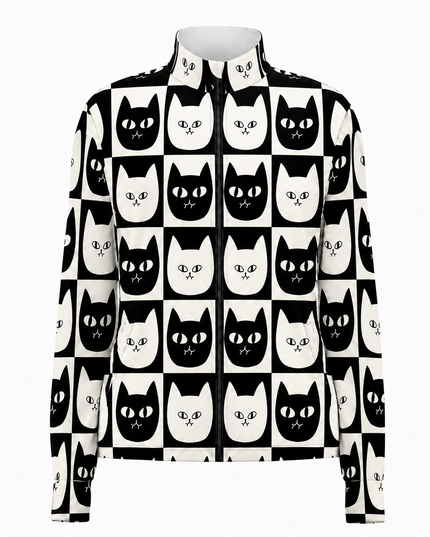 Monochrome Cat Check Windproof Jacket