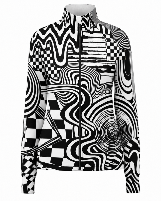 Monochrome Optical Maze Windproof Jacket