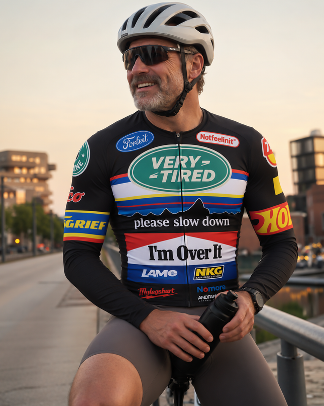 ROCKBROS "Very Tired" Satirical Parody Pro Long Sleeve Cycling Jersey