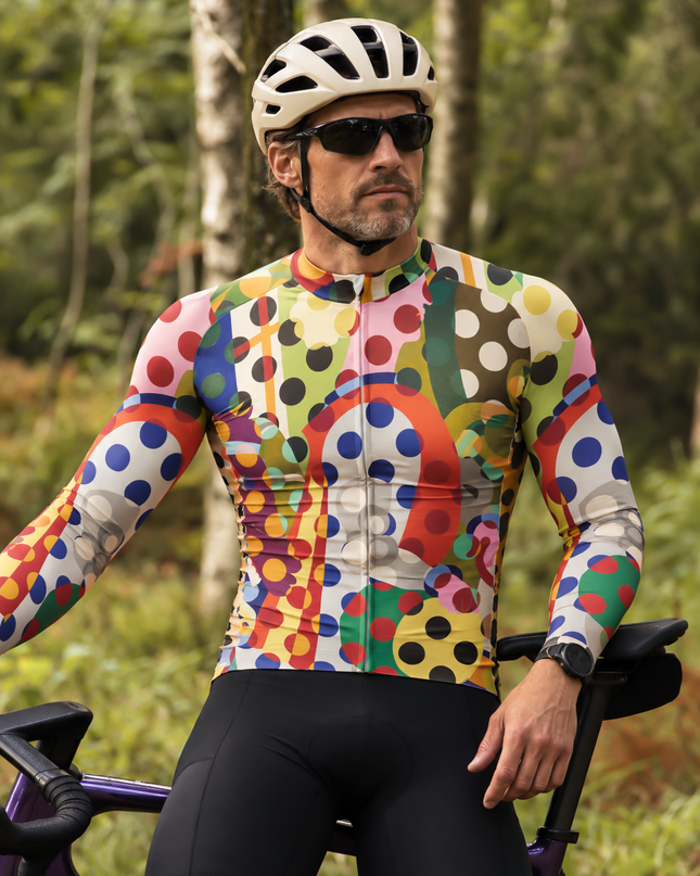 ROCKBROS Kaleidoscope Pop-Art Surrealist Pro Long Sleeve Cycling Jersey