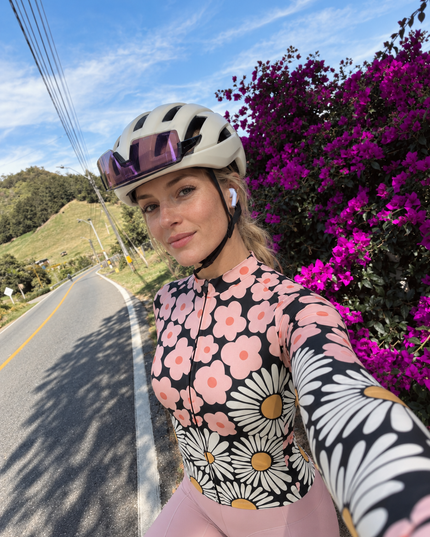 ROCKBROS Retro Daisy Floral Print Long Sleeve Cycling Jersey