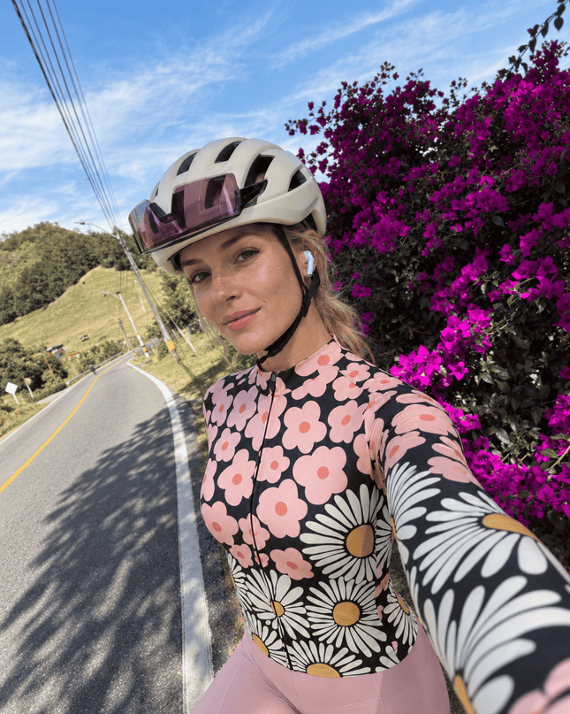ROCKBROS Retro Daisy Floral Print Long Sleeve Cycling Jersey