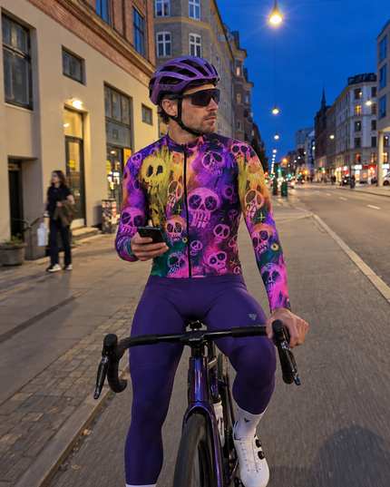 ROCKBROS "Skull Riot" Neon Graffiti Art Long Sleeve Cycling Jersey