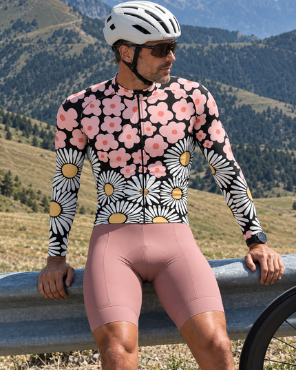 ROCKBROS Retro Daisy Floral Print Long Sleeve Cycling Jersey
