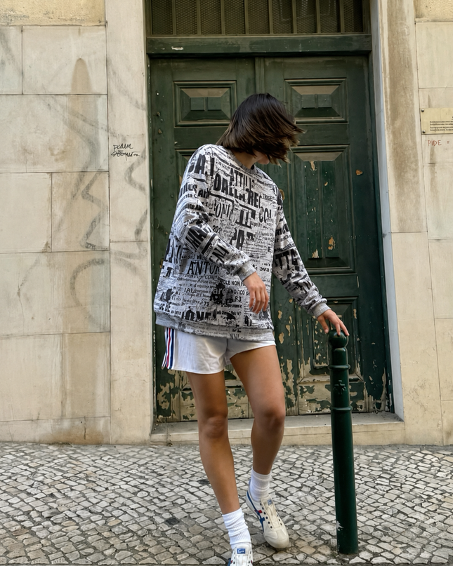 ROCKBROS Dadaist Collage Newspaper Print Sweatshirt