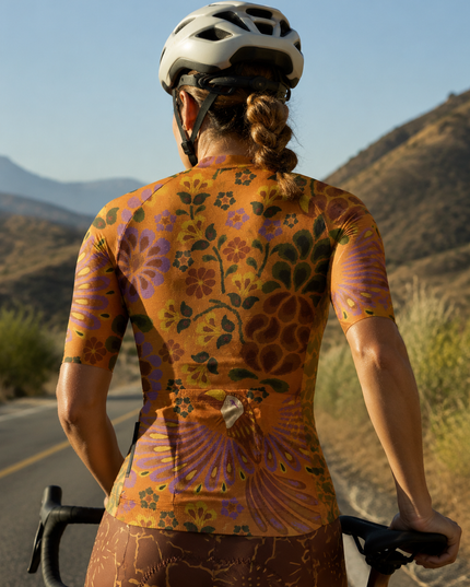ROCKBROS Women's Wild Mustard Floral Bloom Cycling Jersey
