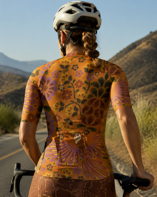 ROCKBROS Women's Wild Mustard Floral Bloom Cycling Jersey