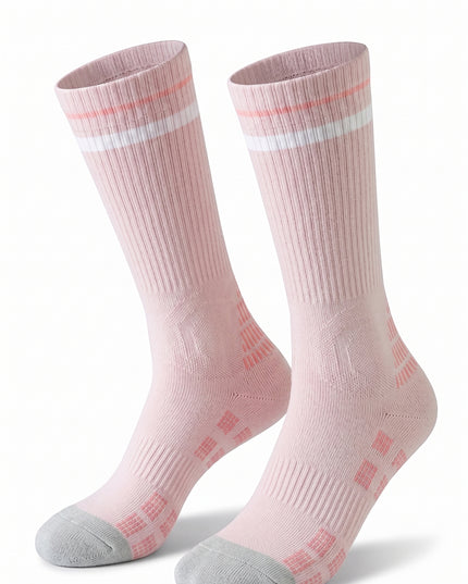 Knee-High Striped Light Pink Cycling Socks