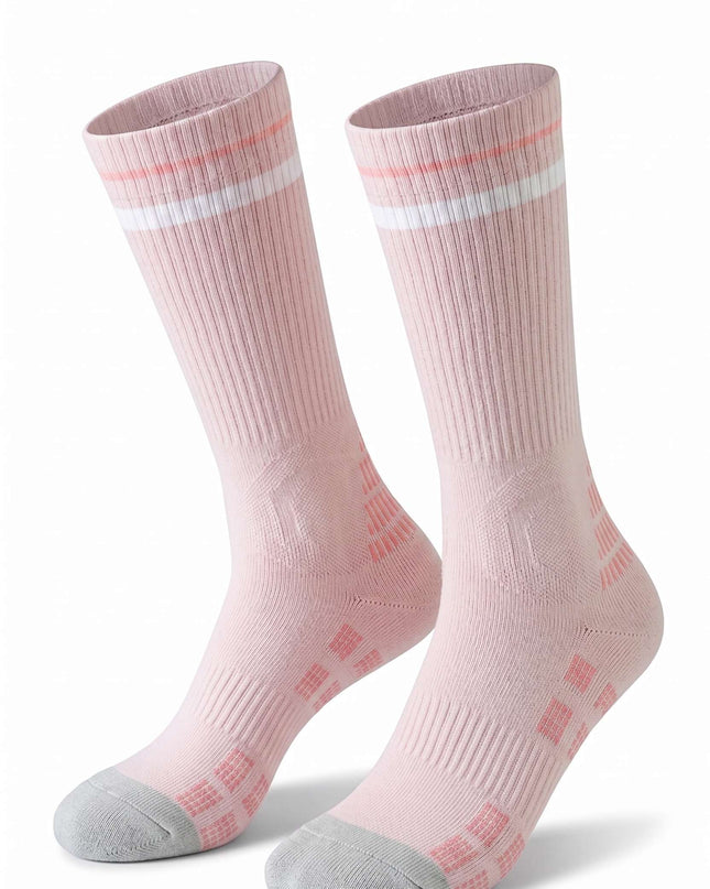 Knee-High Striped Light Pink Cycling Socks
