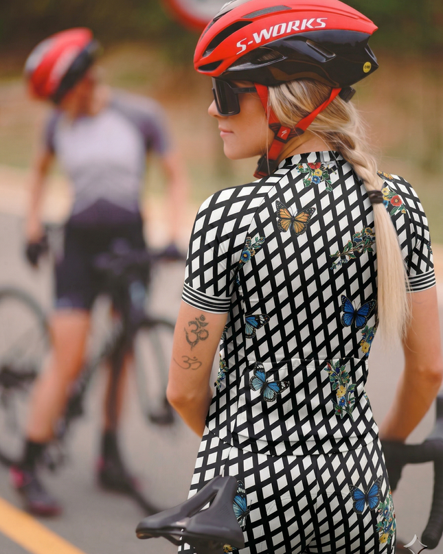 ROCKBROS Women's 'Wild Butterfly' Checkerboard Pro Training Bib Shorts
