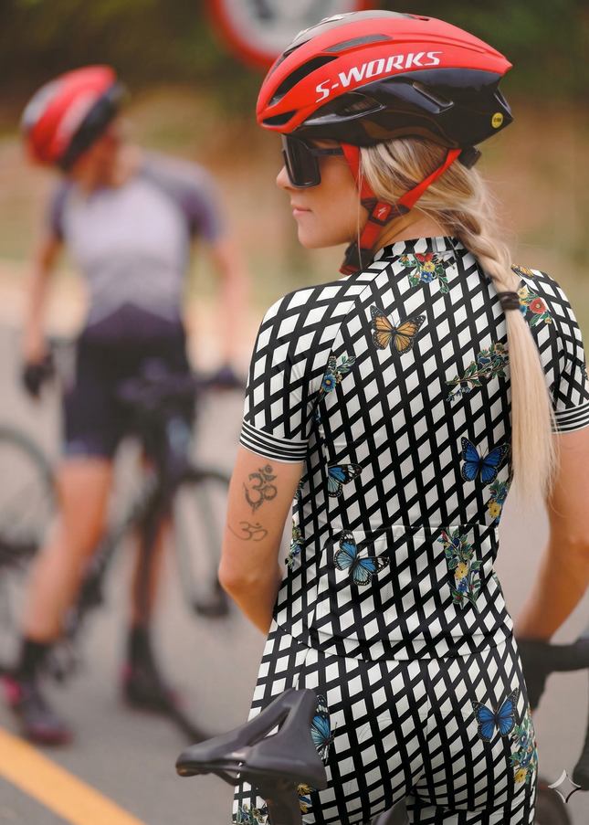 ROCKBROS Women's 'Wild Butterfly' Checkerboard Pro Aero Set