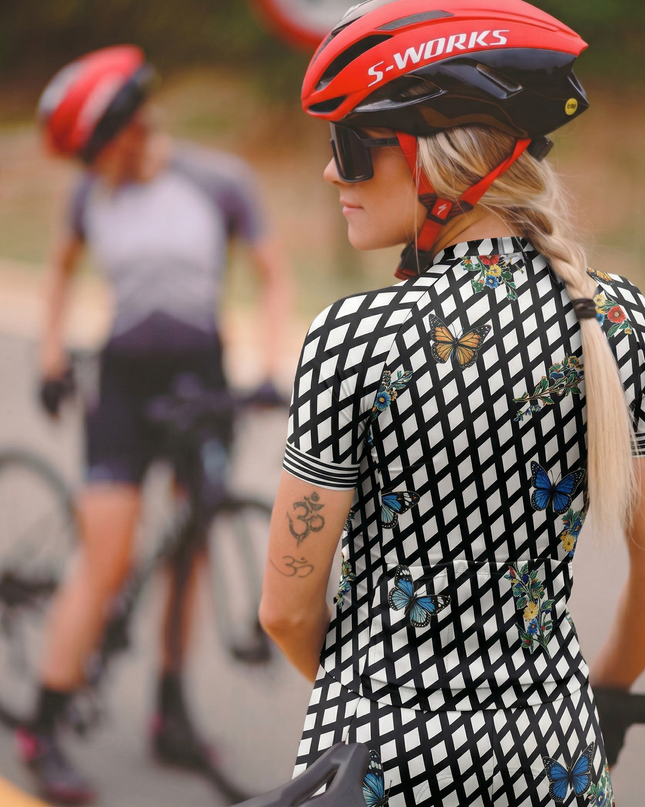 ROCKBROS Women's 'Wild Butterfly' Checkerboard Pro Aero Jersey