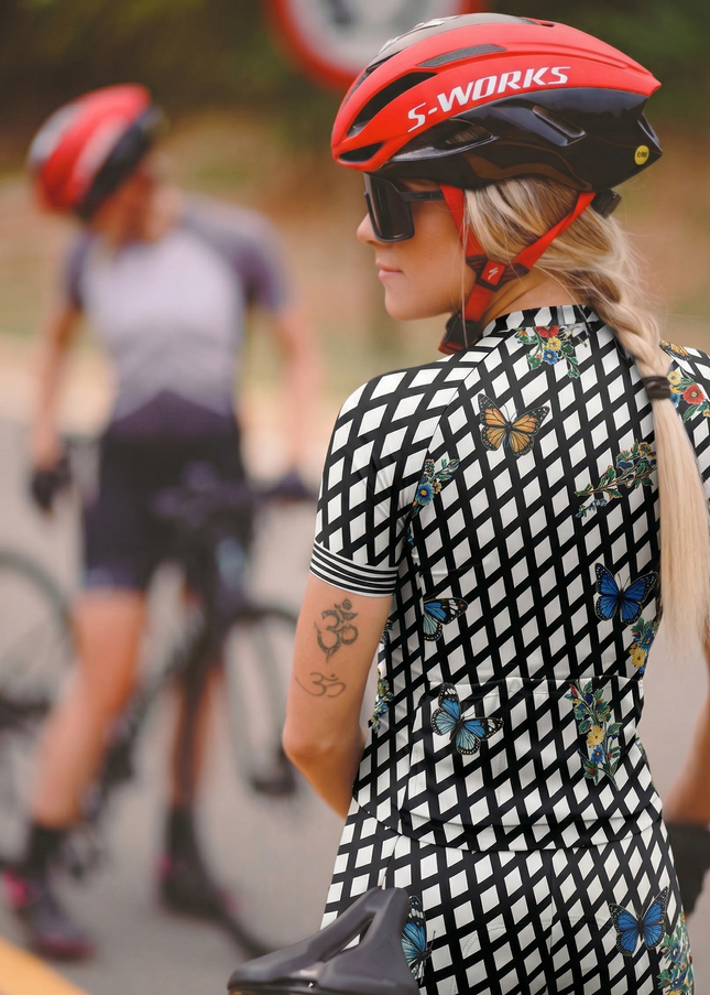 ROCKBROS Women's 'Wild Butterfly' Checkerboard Pro Aero Jersey