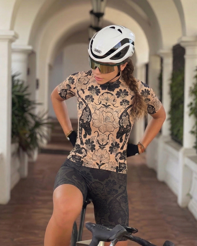 ROCKBROS Women's Panther-Floral Vintage All-Weather Pro Aero Jersey