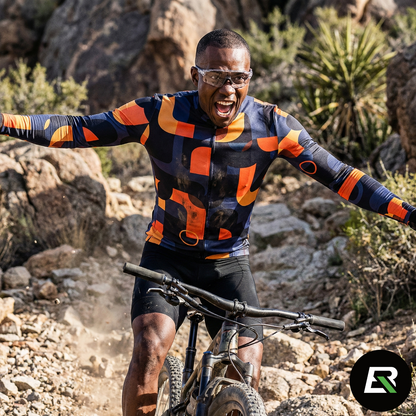 RockBros Men's Short Sleeve Geometric pattern Cycling Jersey