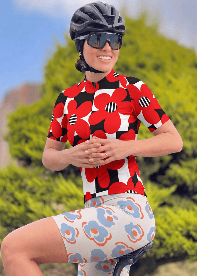 ROCKBROS Women's Pastel Floral Nature Print Performance Bib Shorts